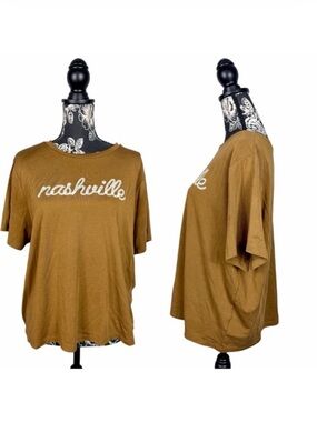 5 for $25 Nash brown western cowboy rope Nashville logo crop top size XL